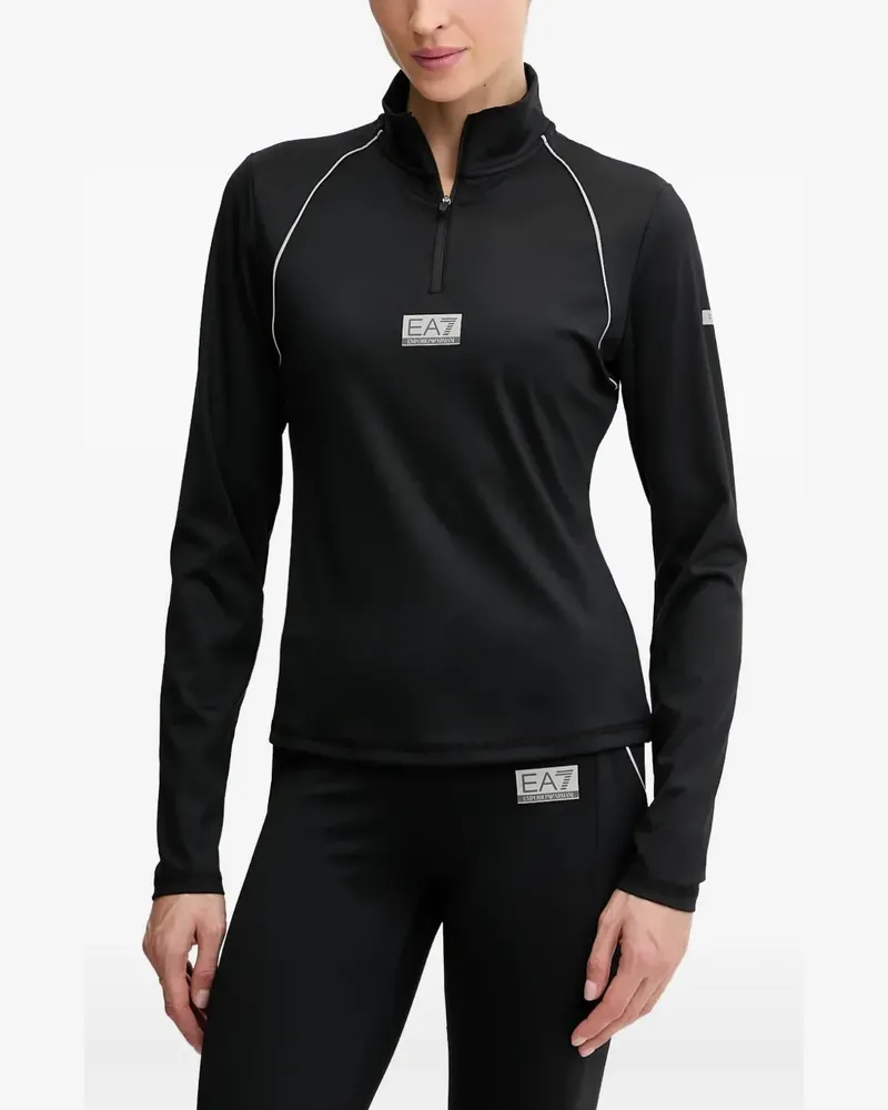 EA7 Sweatshirt mit Logo-Patch - Schwarz Schwarz