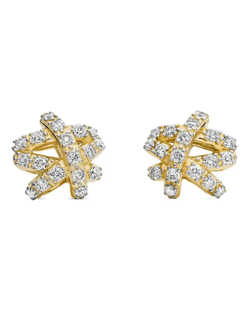 David Yurman 18kt Crossover Gelbgoldohrstecker mit Diamanten 9mm Gold