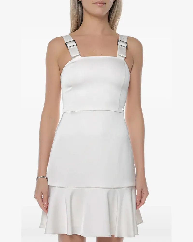 Armani Exchange buckle-strap ruffled dress - Weiß Weiß
