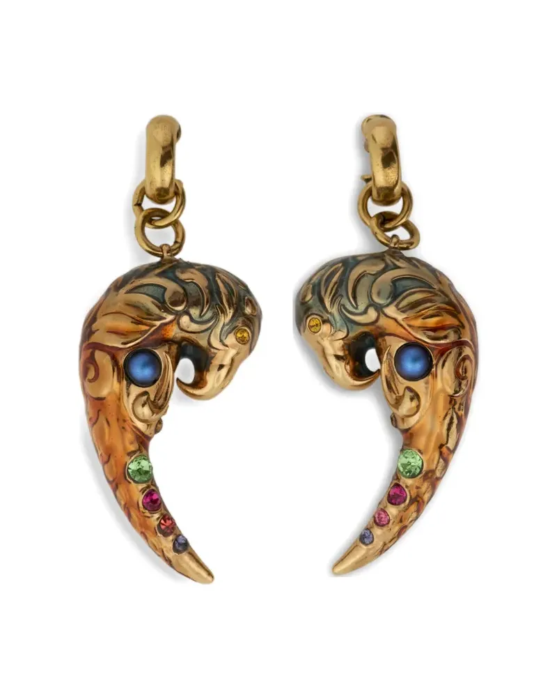 Etro paisley-parrot crystal earrings - Gold Gold