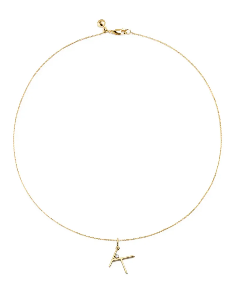 Monica Vinader solitaire diamond initial K pendant - Gold Gold