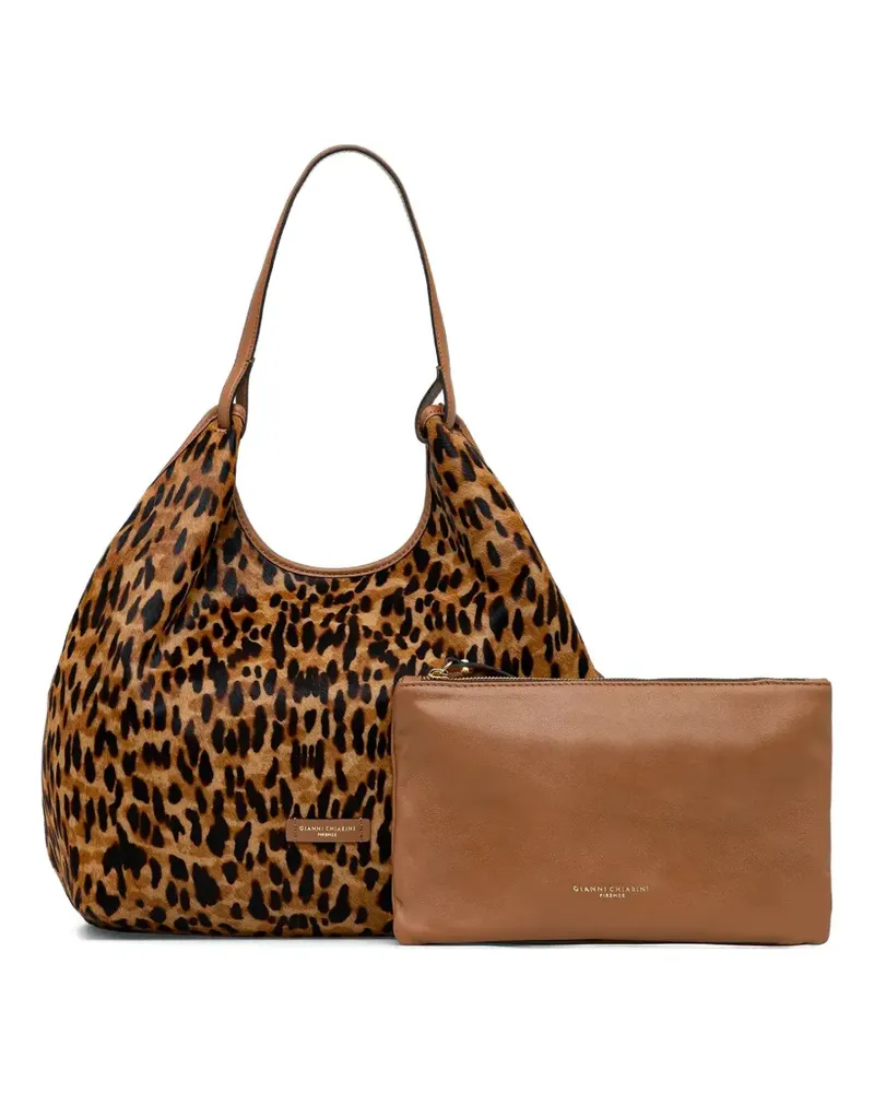 Gianni Chiarini Dua leopard-print tote bag - Braun Braun