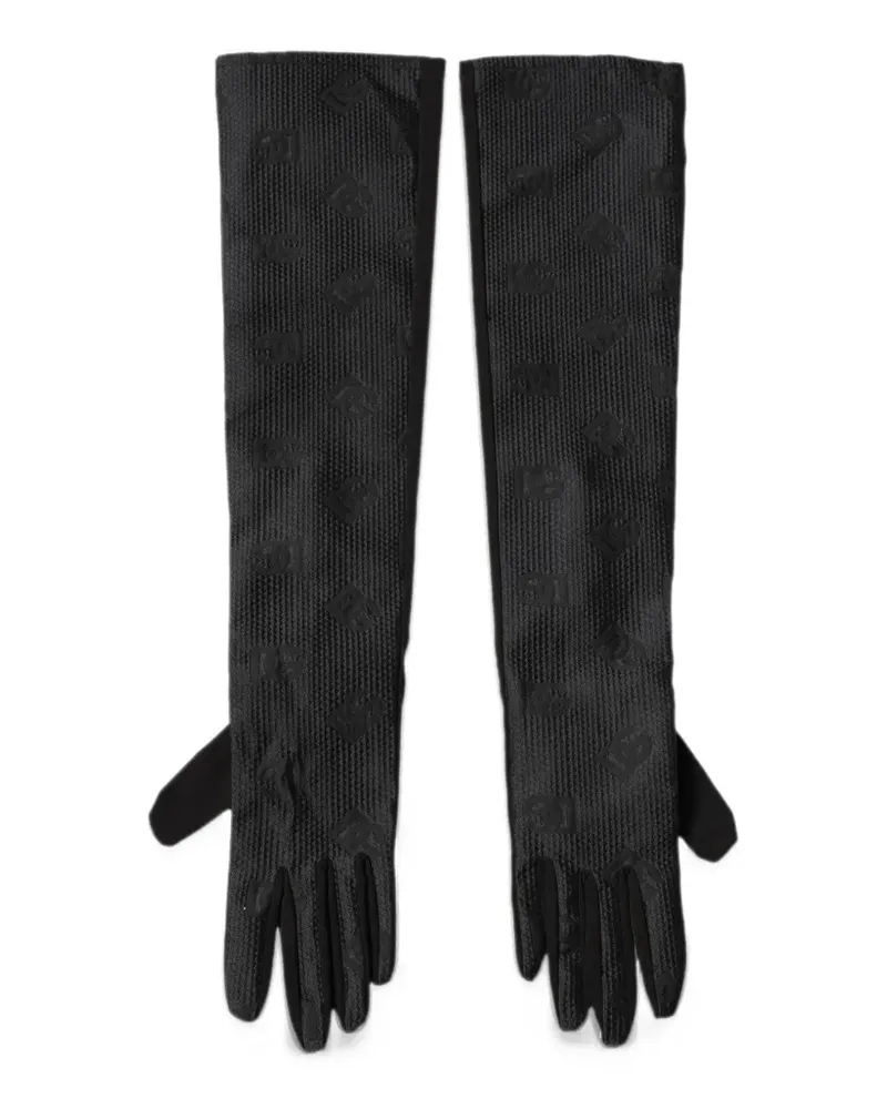 Dolce & Gabbana logo-print zip-detail gloves - Schwarz Schwarz
