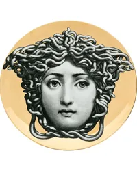 Fornasetti Teller mit Gesicht-Print Metallic