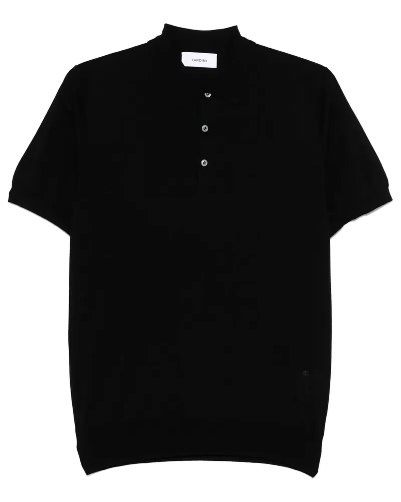 LARDINI Fein gestricktes Poloshirt - Schwarz Schwarz