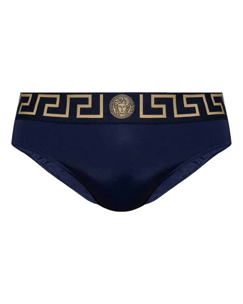 Versace Slip mit Greca-Bund - Blau Blau