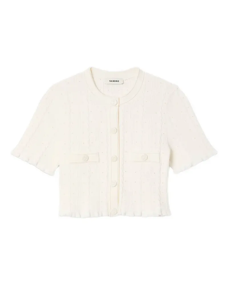 Sandro Cardigan mit Zopfmuster - Nude Nude