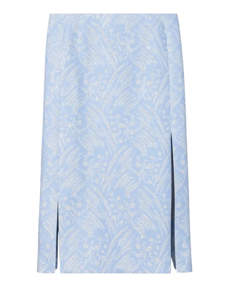 Tory Burch floral-jacquard metallic skirt - Blau Blau