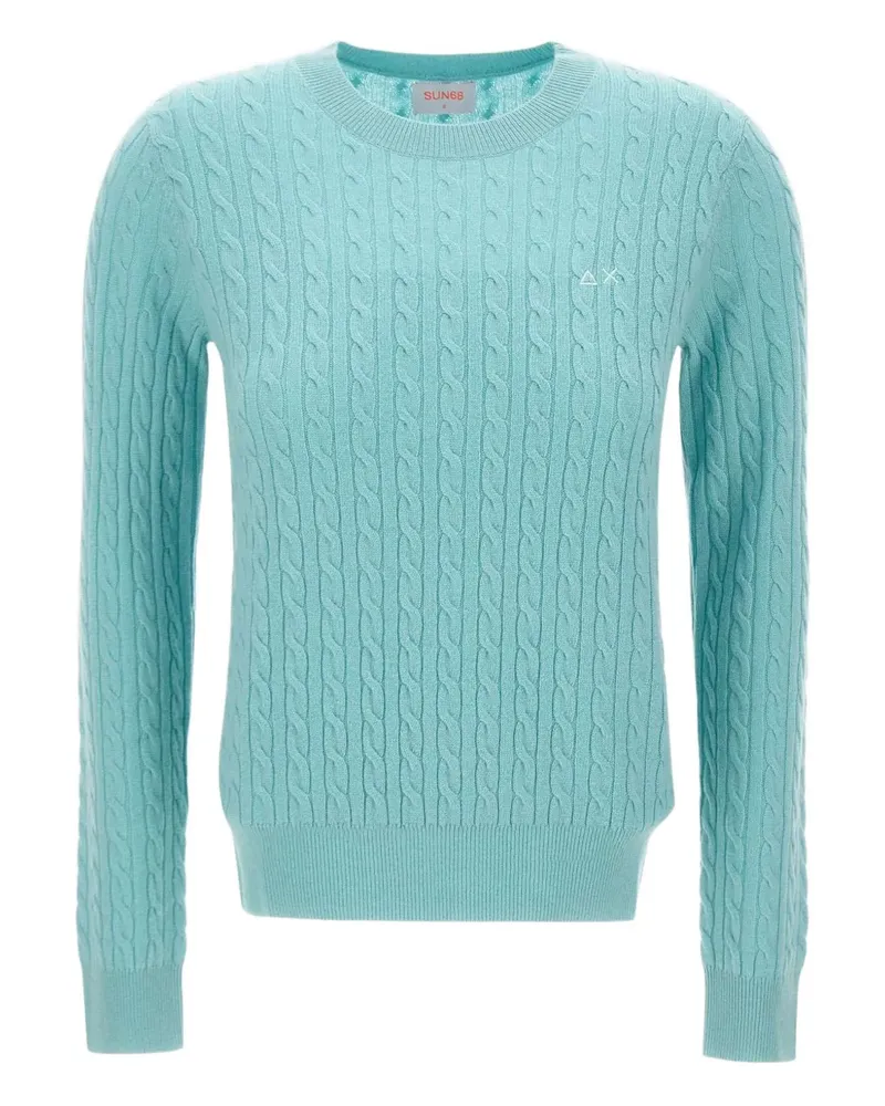 Sun68 Pullover mit Zopfmuster - Blau Blau