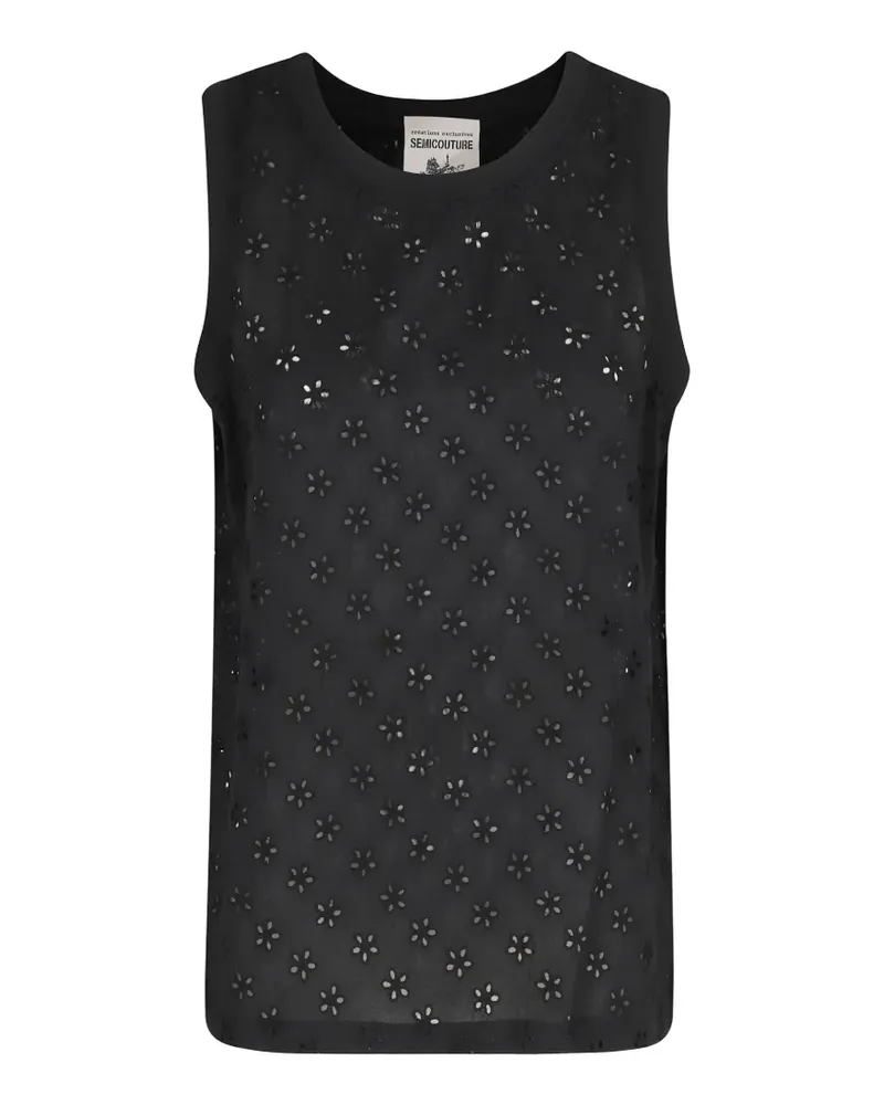 Semicouture broderie anglaise top - Schwarz Schwarz