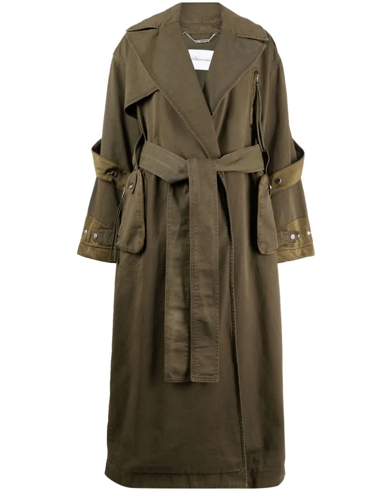 Blumarine Trenchcoat mit Kontrasteinsätzen - Grün Grün