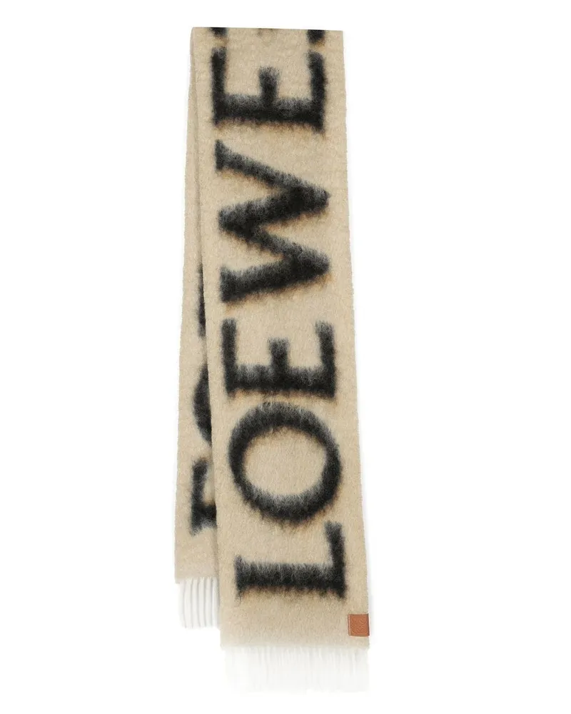 Loewe Intarsien-Schal mit Logo - Nude Nude