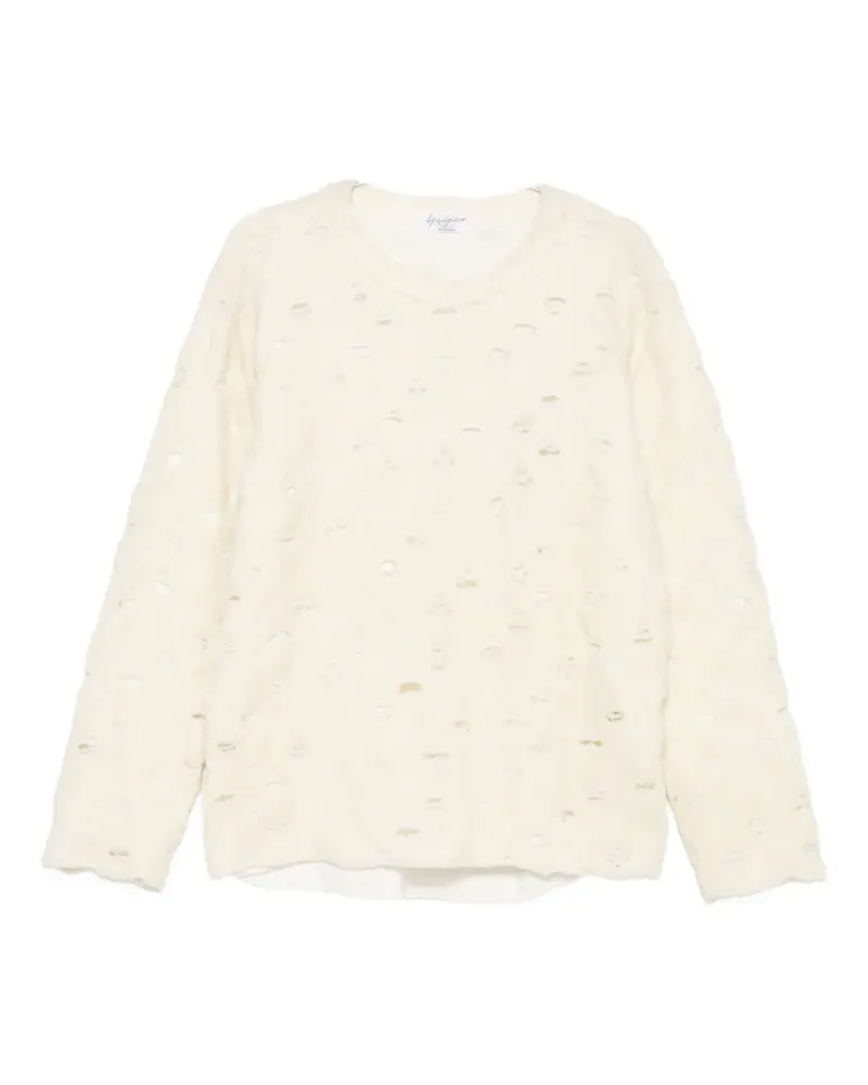 Yohji Yamamoto wool blend distressed sweater - Nude Nude