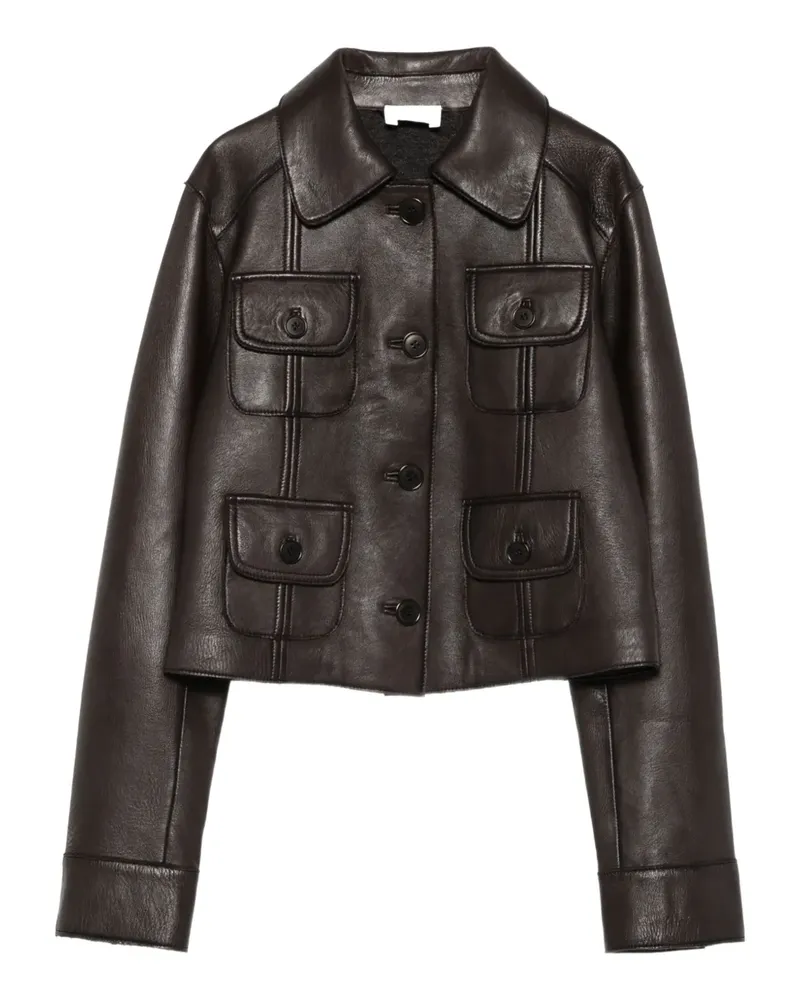 P.A.R.O.S.H. flap-pocket leather jacket - Braun Braun