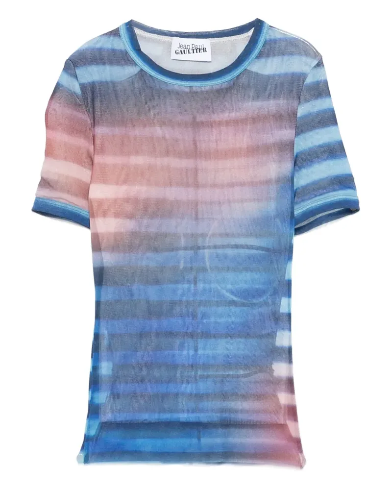 Jean Paul Gaultier Gestreiftes Netztop - Blau Blau
