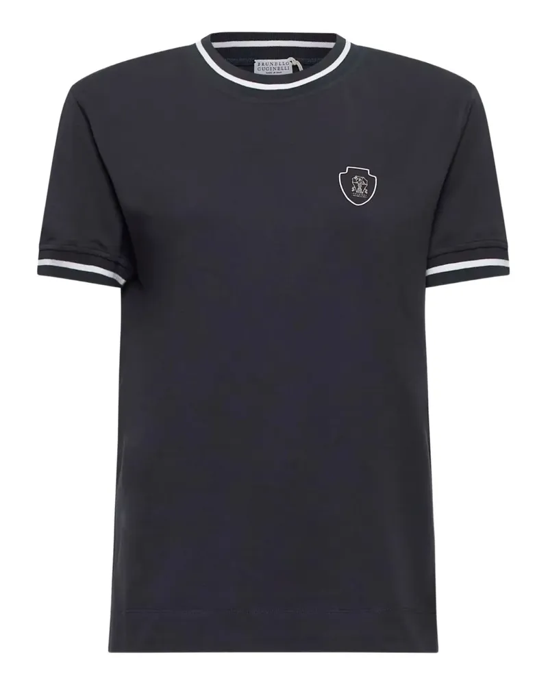 Brunello Cucinelli Geripptes T-Shirt - Blau Blau