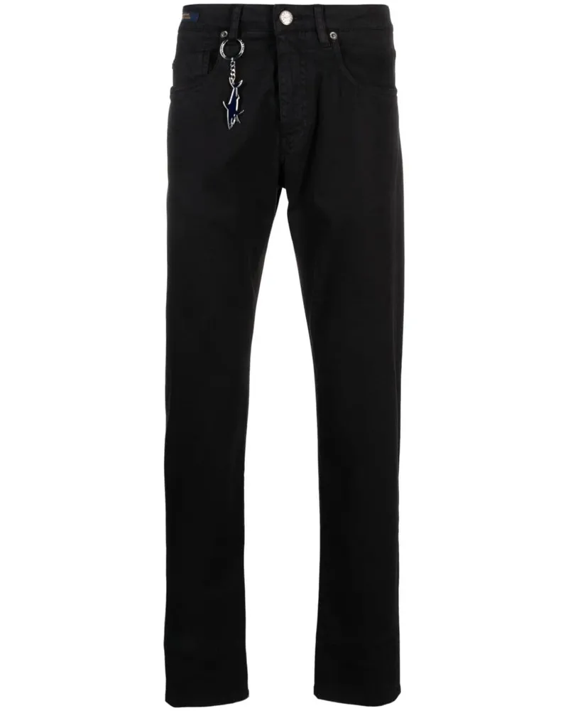 Paul & Shark Slim-Fit-Hose mit Hai-Schlüsselanhänger - Schwarz Schwarz