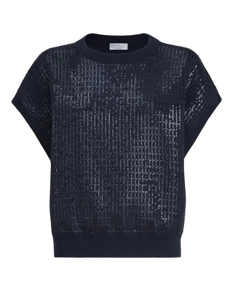 Brunello Cucinelli dazzling check-pattern top - Blau Blau