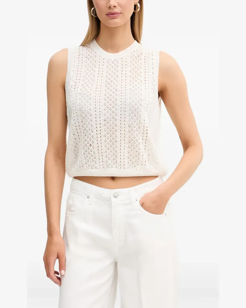 VICOLO crochet-knit sleeveless top - Weiß Weiß