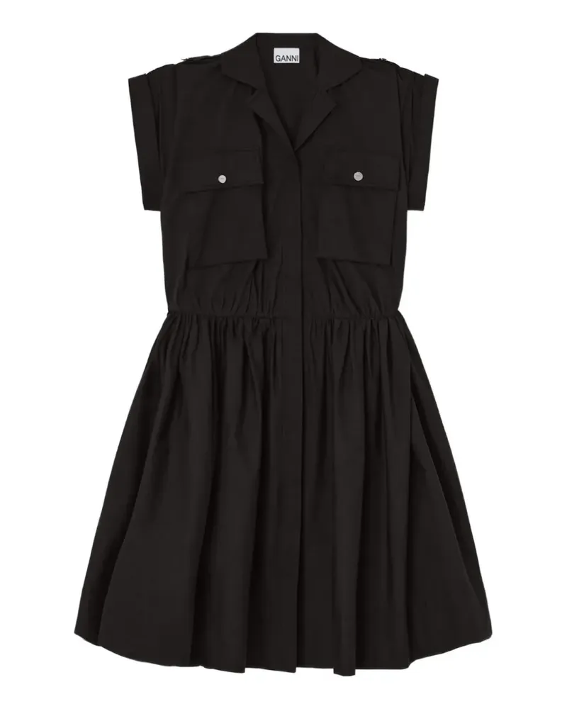 Ganni Kleid aus schwarzer Baumwolle Schwarz