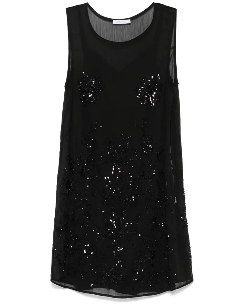 Patrizia Pepe Minikleid mit Blumenstickerei - Schwarz Schwarz