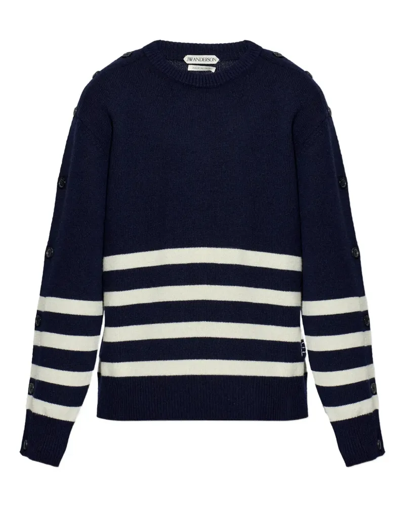 J.W.Anderson striped-pattern buttoned sweater - Blau Blau