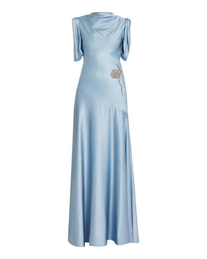 Erdem embroidered satin-cady gown - Blau Blau