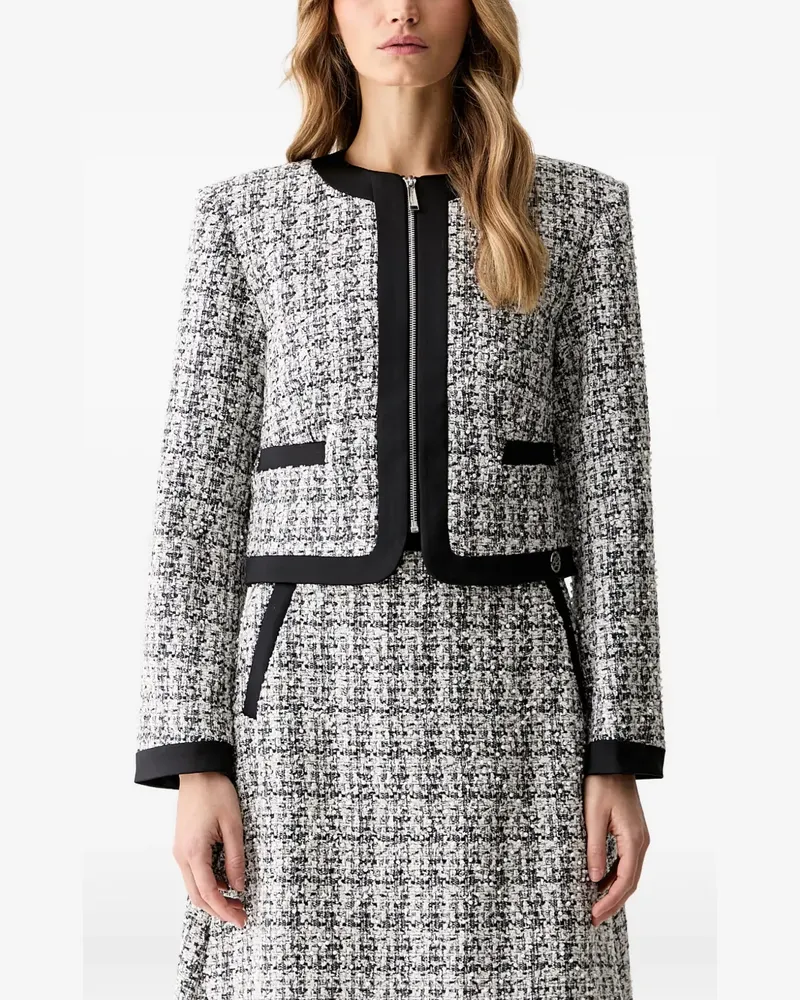Karl Lagerfeld pearl-embellished tweed jacket - Grau Grau