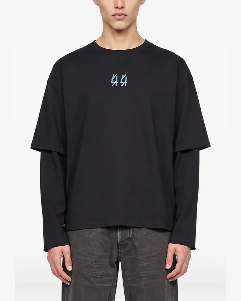 44 LABEL GROUP T-Shirt im Layering-Look mit grafischem Print - Schwarz Schwarz