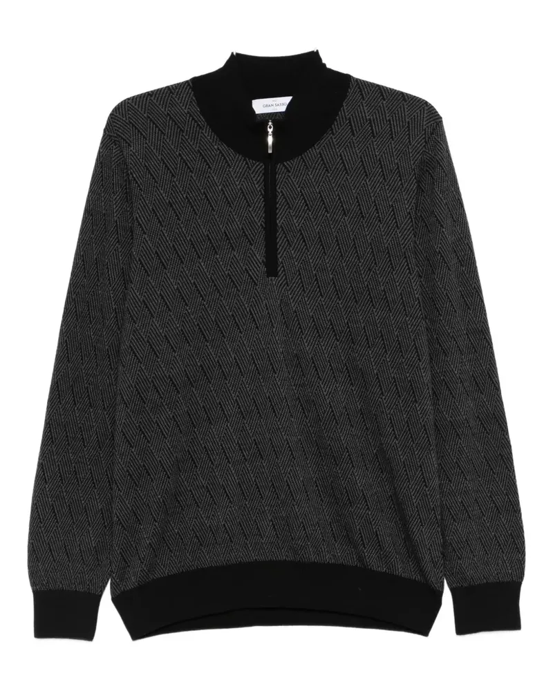 Gran Sasso Sweatshirt mit kurzem Reißverschluss - Schwarz Schwarz