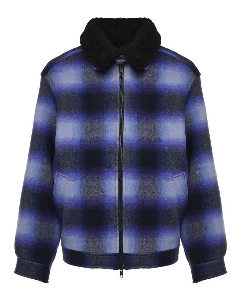 Balenciaga flannel bomber jacket in blue/black - Blau Blau