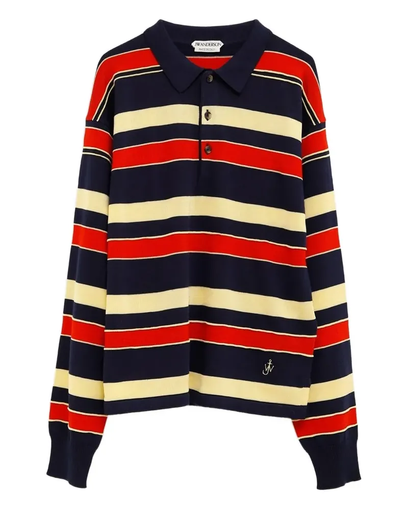 J.W.Anderson striped embroidered polo shirt - Blau Blau