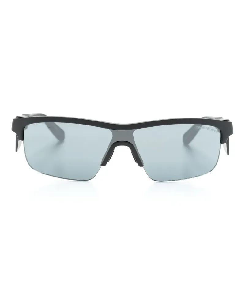 Emporio Armani Sonnenbrille mit Shield-Gestell - Schwarz Schwarz