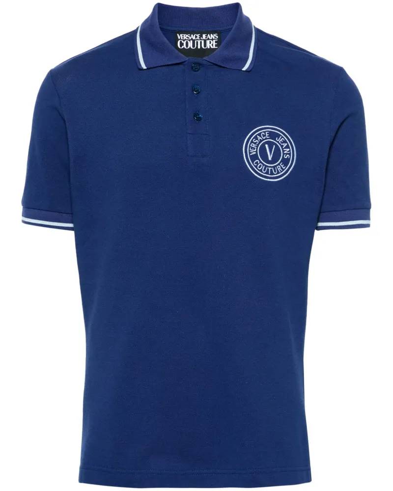 Versace Jeans Pikee-Poloshirt mit Logo-Stickerei - Blau Blau
