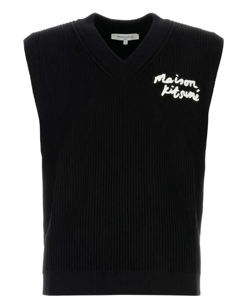 Kitsuné Geripptes Top - Schwarz Schwarz