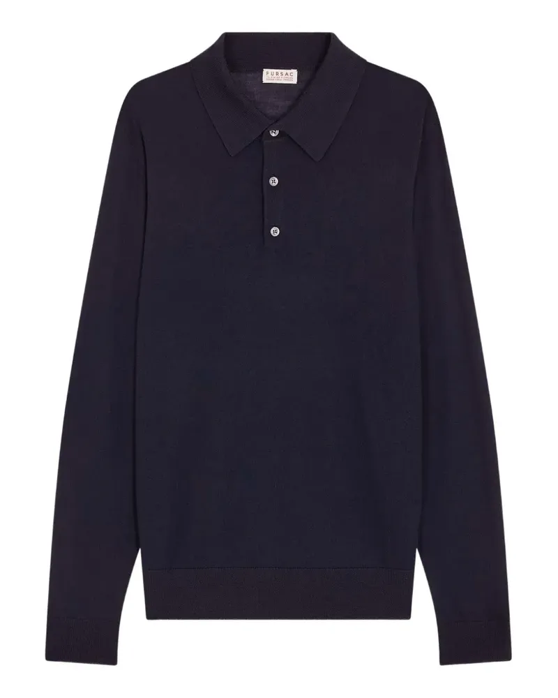 FURSAC long-sleeve wool polo shirt - Blau Blau
