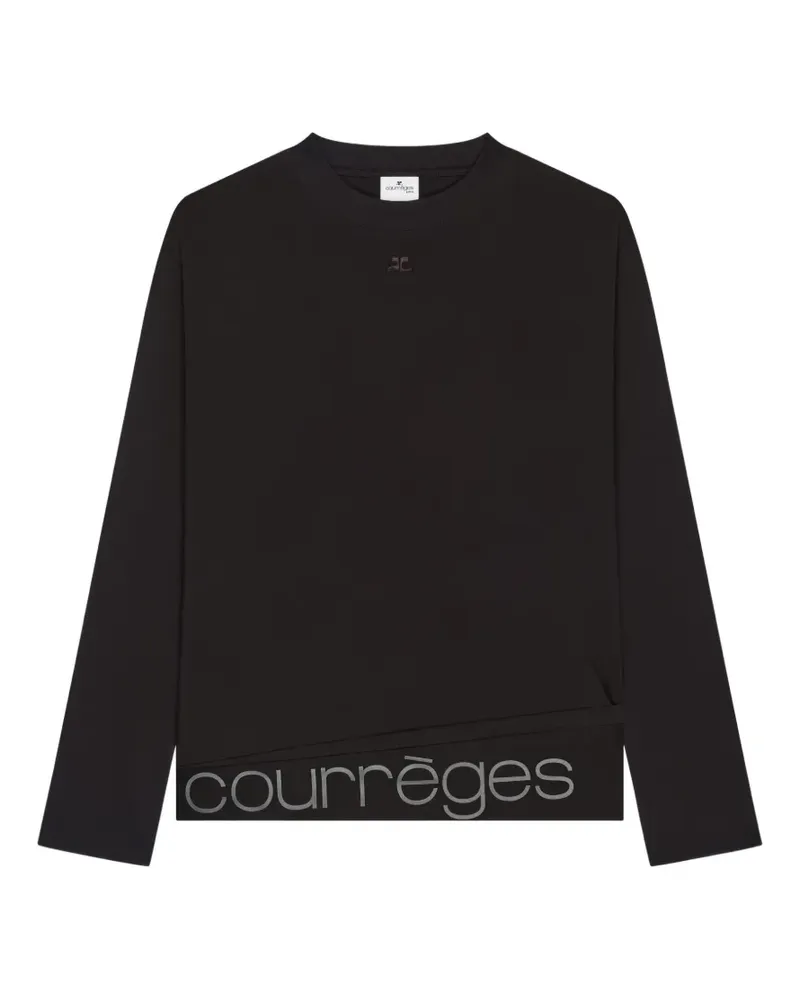 Courrèges Langarmshirt mit Logo - Schwarz Schwarz