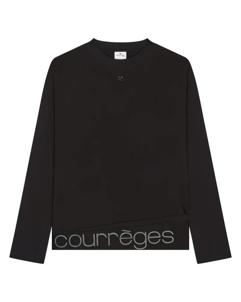 Courrèges Langarmshirt mit Logo - Schwarz Schwarz