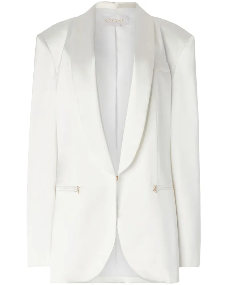 Genny Blazer mit Satinbesatz - Weiß Weiß
