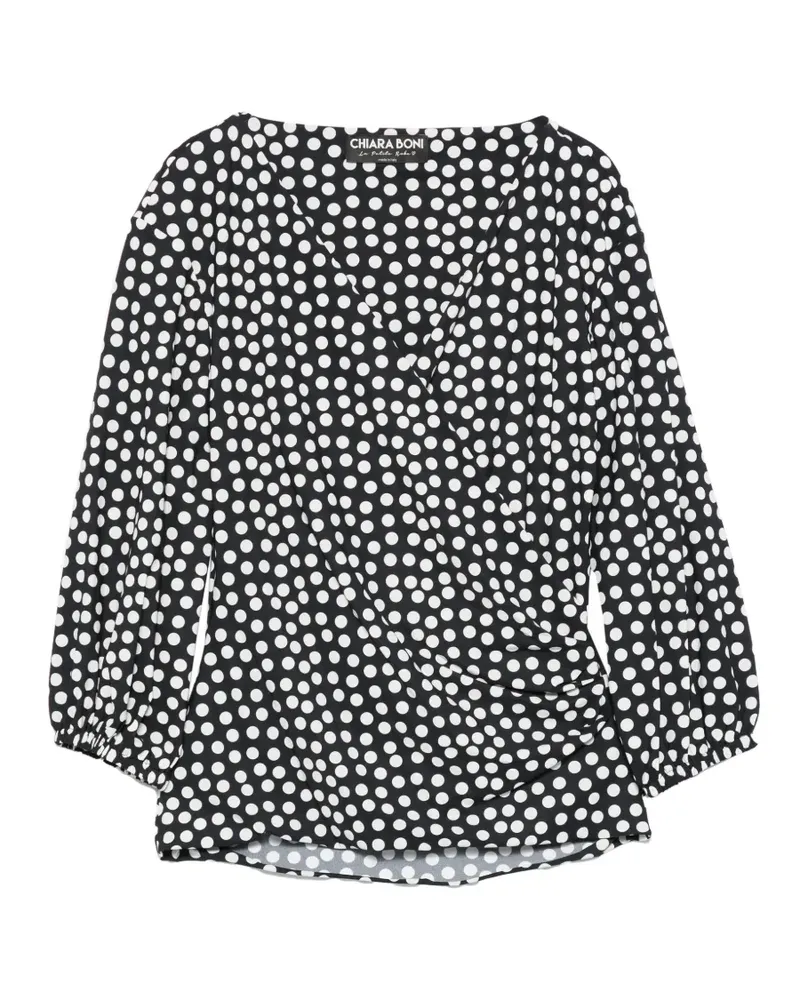 Chiara Boni polka-dot V-neck blouse - Schwarz Schwarz