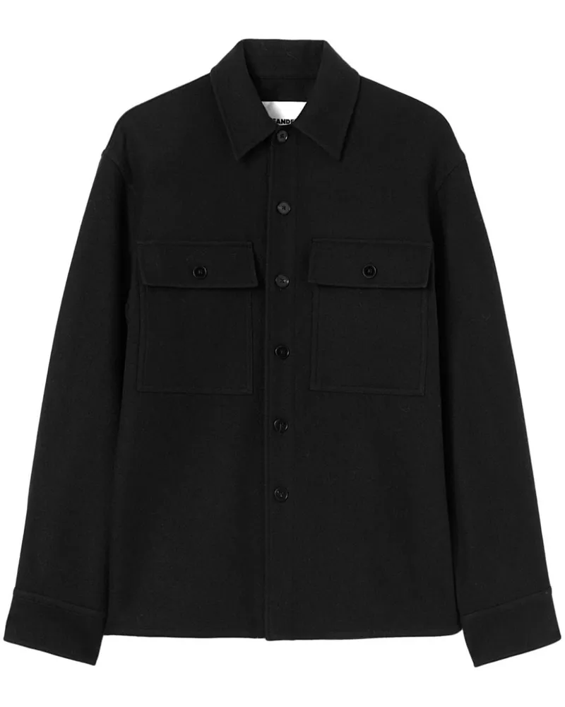 Jil Sander Hemdjacke aus Flanell - Schwarz Schwarz