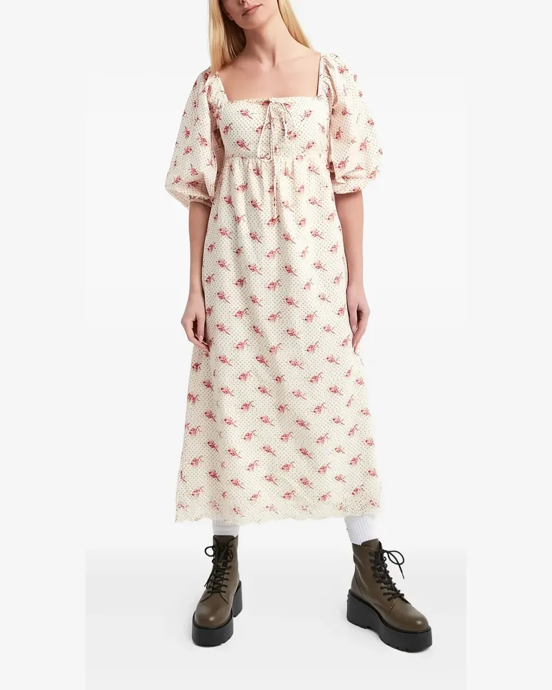 Notes du Nord Geblümtes Kleid mit Puffärmeln - Nude Nude