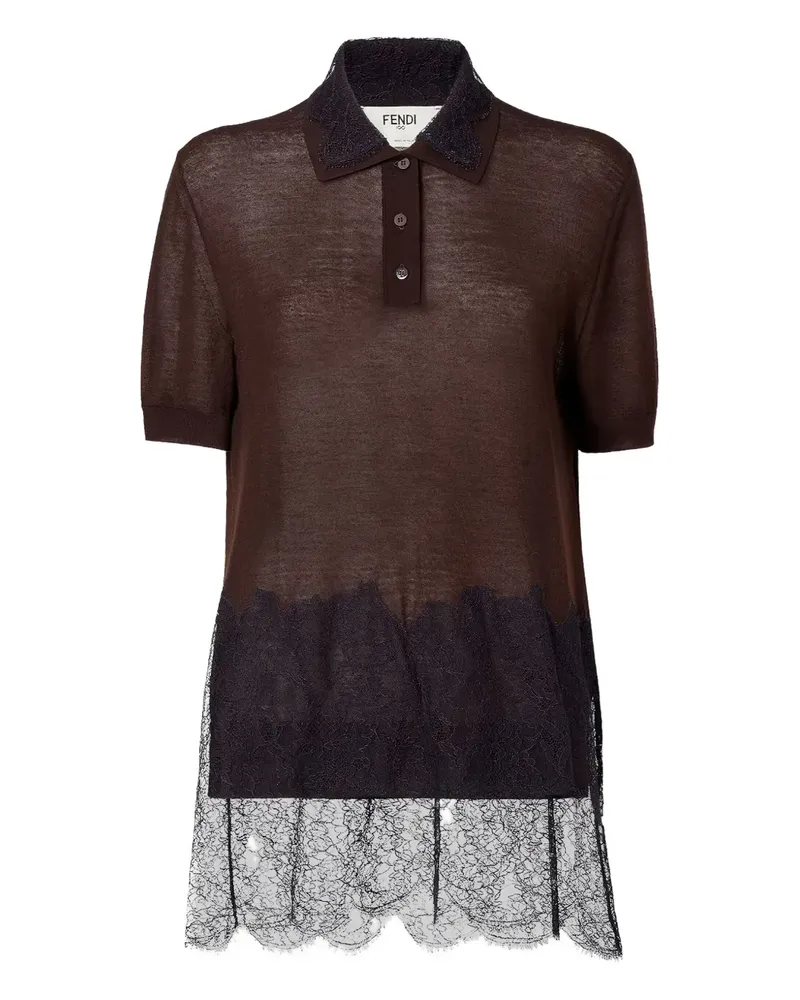 Fendi Poloshirt aus Spitze - Braun Braun
