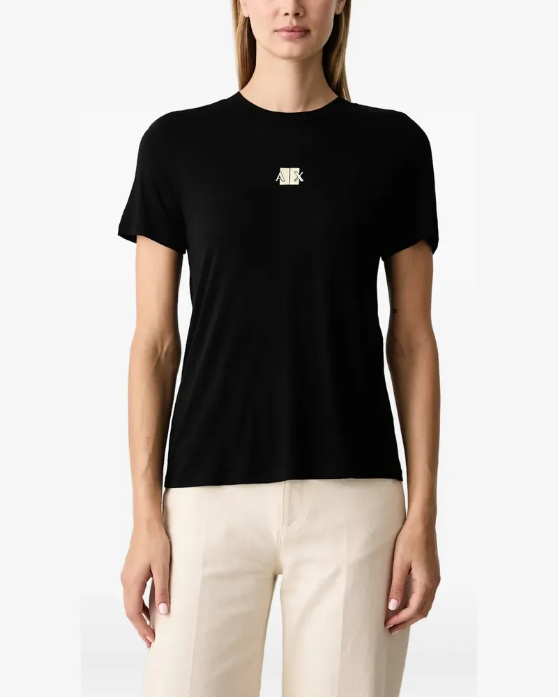 Armani Exchange T-Shirt mit Logo-Schild - Schwarz Schwarz