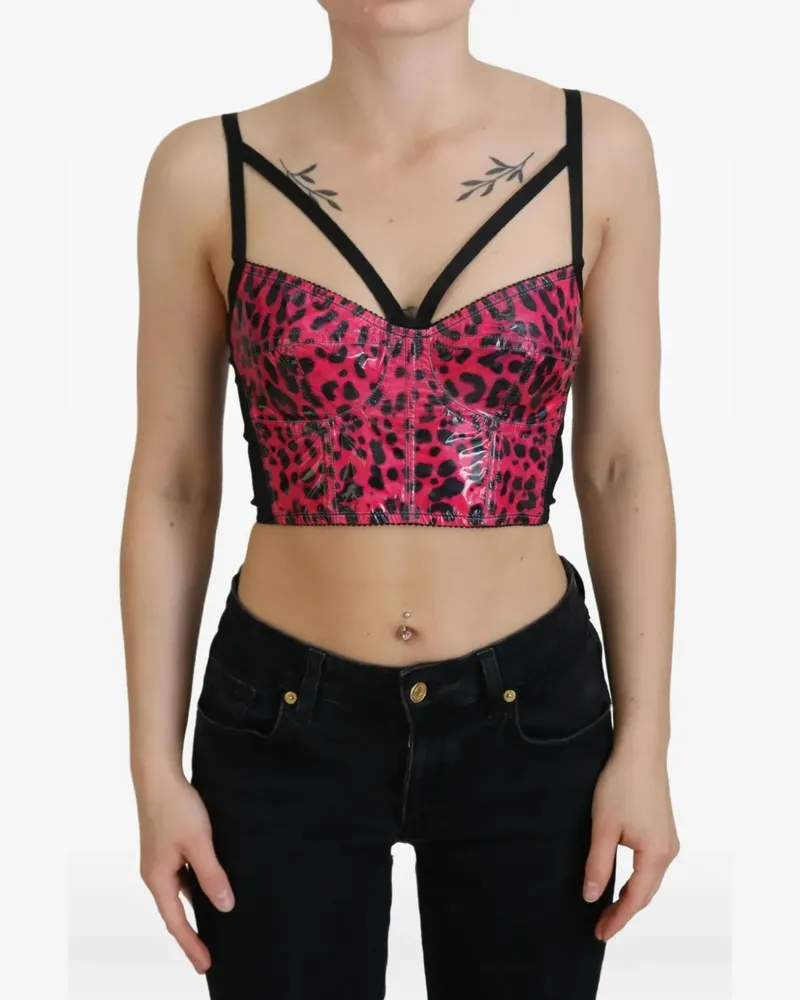 Dolce & Gabbana Cropped-Oberteil mit Leopardenprint - Rosa Rosa