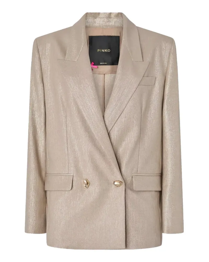 Pinko Doppelreihige Cayman Jacke aus Metallwolle mit Schmuckknöpfen - Nude Nude