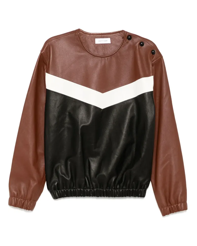 Ernest W. Baker 80's Sweatshirt aus Leder - Schwarz Schwarz