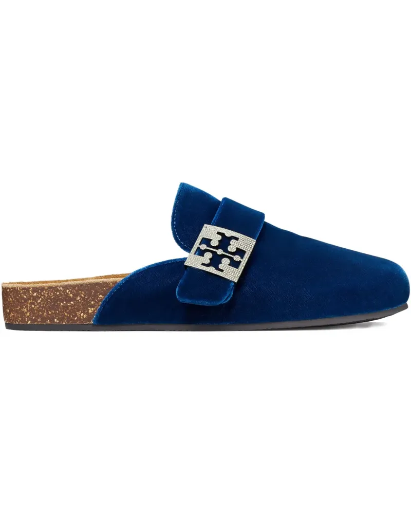 Tory Burch Slipper aus Samt mit Kristallen - Blau Blau