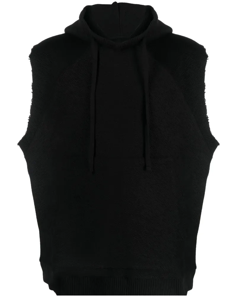 THOM KROM Ärmelloser Hoodie aus geripptem Strick - Schwarz Schwarz