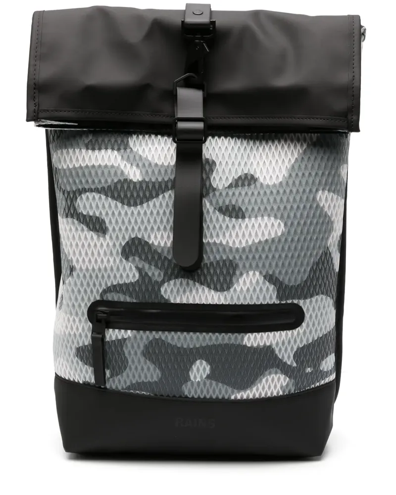 RAINS Rucksack mit Camouflage-Print - Schwarz Schwarz